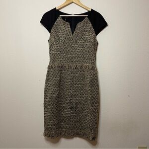 Escada Jersey Sleeve Tweed Sheath Dress